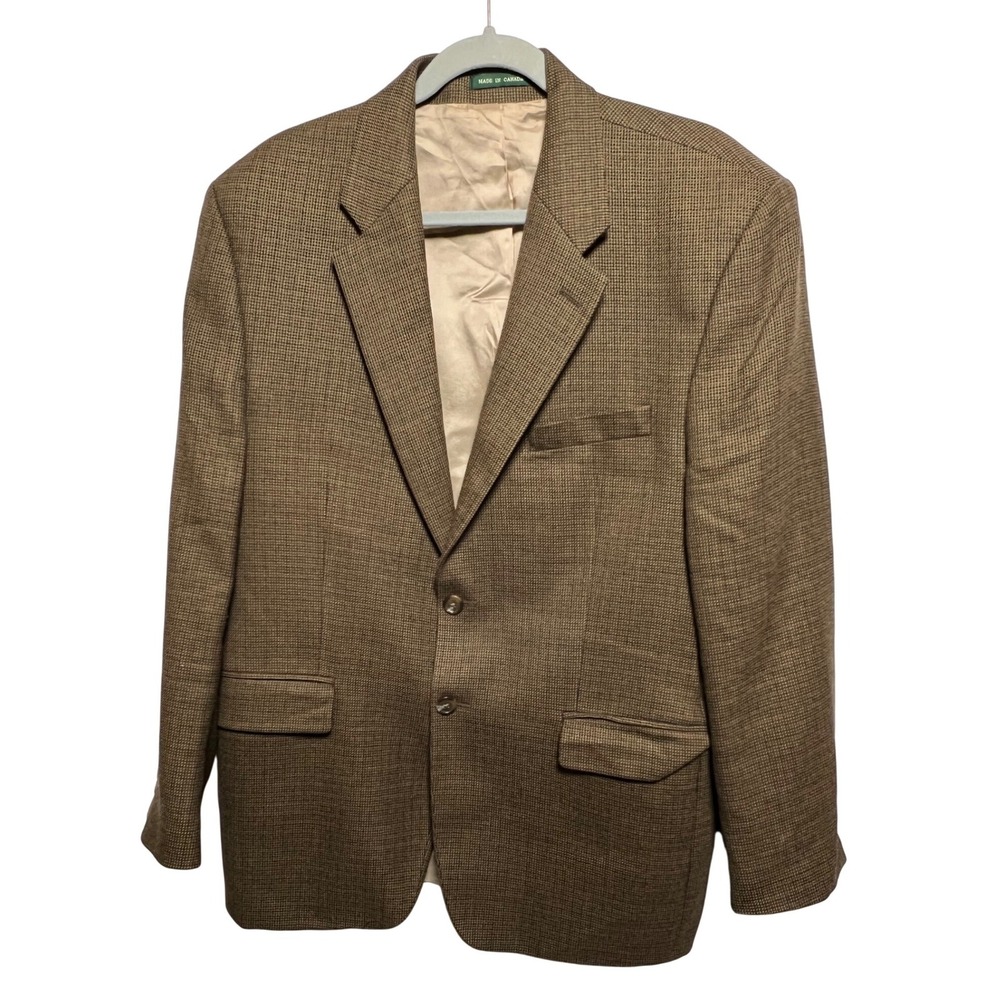 Lauren Ralph Lauren Mens 42R Brown Plaid Wool Blazer‎ Jacket Sport Coat